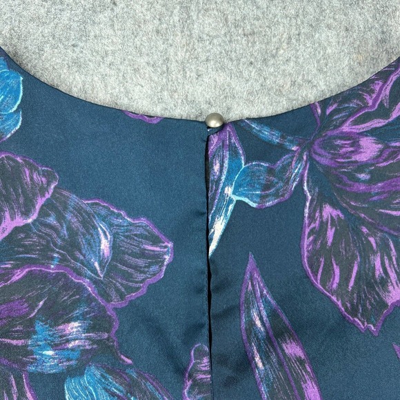 Everly Dress‎ Womens Medium Blue Green Floral Sleeveless Shift Lined Midi - Picture 10 of 15